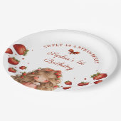 Assiettes En Carton Fraises Aquarelle douce fille 1er anniversaire (Angle)
