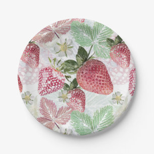 Assiettes En Carton fraises, baies, rouges, fraîches, mûres, sucrée