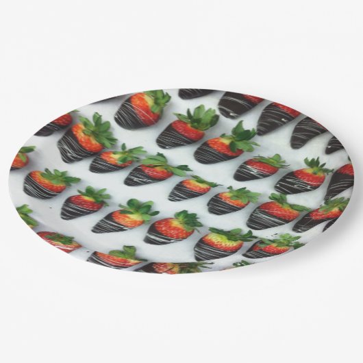 Assiettes En Carton Fraises de chocolat (Angle)