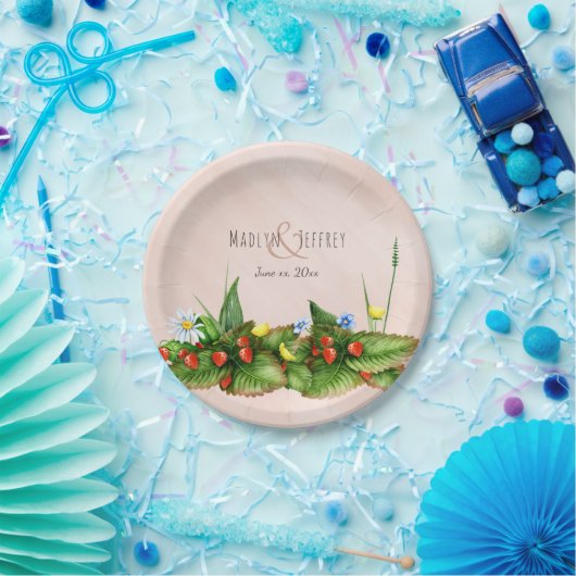 Assiettes En Carton Fraises et mariage de prairie fleur sauvage (Fête)