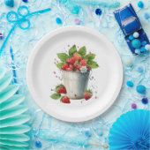 Assiettes En Carton Fraises fraîches cuites dans un seau (Fête)