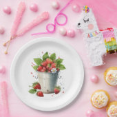 Assiettes En Carton Fraises fraîches cuites dans un seau (Fête)