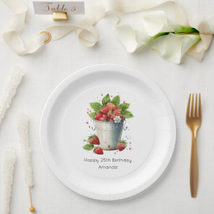 Assiettes En Carton Fraises fraîches cuites dans un seau Anniversaire