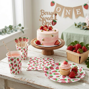 Assiettes En Carton Fraises sucrées abeilles traînantes anniversaire