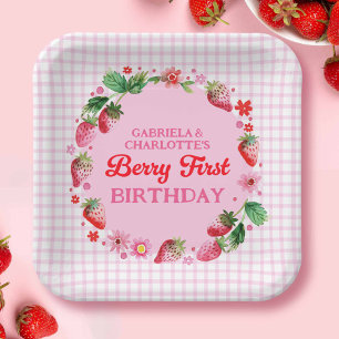 Assiettes En Carton Fraises Twin Sisters Joint Berry 1er Anniversaire