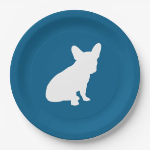 Assiettes En Carton Français Baby shower Bulldog Français Frenchie Blu