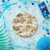 Assiettes En Carton Français Creme Toile Chinoiserie Style Rustique (Fête)