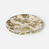 Assiettes En Carton Français Creme Toile Chinoiserie Style Rustique (Angle)