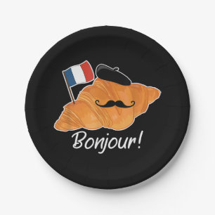 Assiettes En Carton Français Croissant Lover France Drapeau Francophil