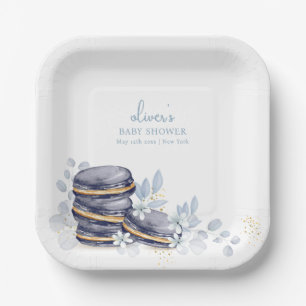 Assiettes En Carton Français Floral Bonjour Bébé Macaron Baby shower
