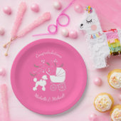 Assiettes En Carton Français Poodle Chien Baby shower Chien Chiot Rose (Fête)