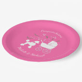 Assiettes En Carton Français Poodle Chien Baby shower Chien Chiot Rose (Angle)