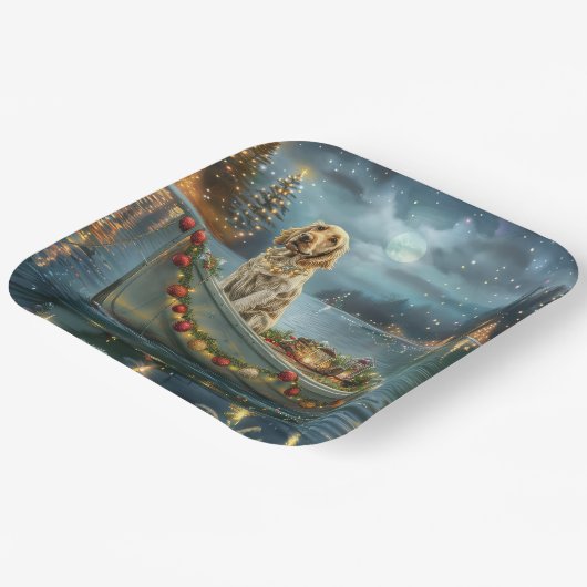 Assiettes En Carton Français Setter Christmas Festive Voyage (Angulaire)