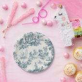 Assiettes En Carton Français toile de jouy sage vert élégant (Fête)