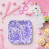 Assiettes En Carton Française toile de jouy bleu et blanc élégant (Fête)