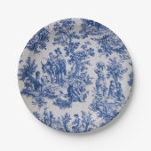 Assiettes En Carton Française toile de jouy bleu et blanc élégant (Devant)