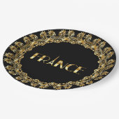 Assiettes En Carton France, Tour Eiffel, Elégant Design Or, (Angle)