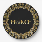 Assiettes En Carton France, Tour Eiffel, Elégant Design Or, (Devant)