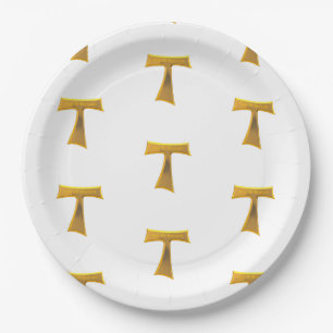 Assiettes En Carton Franciscain Tau Cross Pax Et Bonum Gold Metallic