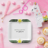 Assiettes En Carton Frangipani jaune Plumeria Mariage (Fête)