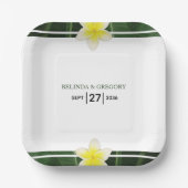 Assiettes En Carton Frangipani jaune Plumeria Mariage (Recto)