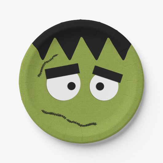 Assiettes En Carton Frankenstein drôle font face pour Halloween (Devant)