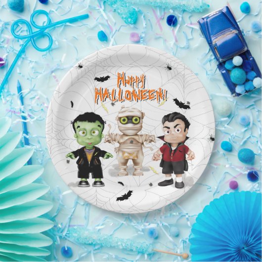Assiettes En Carton Frankenstein Mummy Dracula Halloween Monster Party (Fête)