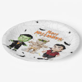 Assiettes En Carton Frankenstein Mummy Dracula Halloween Monster Party (Angle)