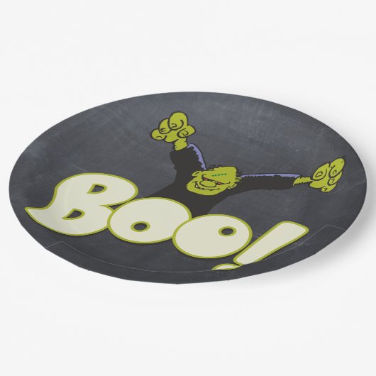Assiettes En Carton Frankie Monster Frankenstein Halloween Black Chalk (Angle)