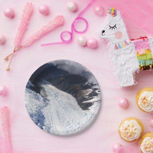 Assiettes En Carton Franz Josef Glacier Vue aérienne, Nouvelle-Zélande (Fête)