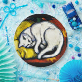 Assiettes En Carton Franz Marc - Chat Blanc, peinture d'art, (Fête)