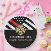 Assiettes En Carton Frapeau de pompier École de pompiers Diplôme Ligne (Fête)