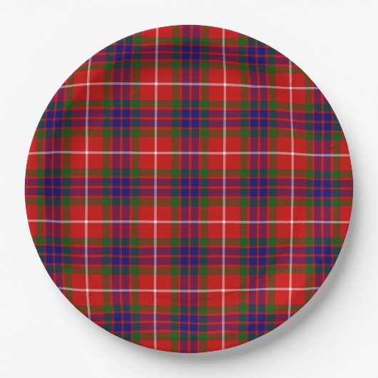 Assiettes En Carton Fraser tartan rouge vert bleu violet plaid (Devant)