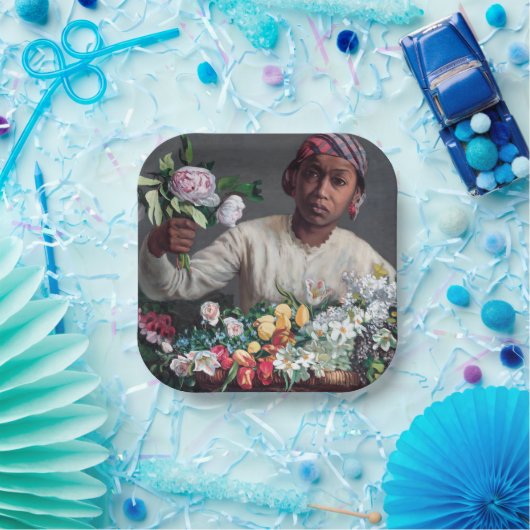 Assiettes En Carton Frédéric Bazille - Jeune femme aux pivoines (Fête)