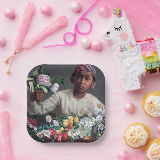 Assiettes En Carton Frédéric Bazille - Jeune femme aux pivoines (Fête)