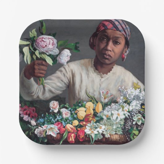 Assiettes En Carton Frédéric Bazille - Jeune femme aux pivoines (Recto)