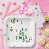 Assiettes En Carton Freeride Skieurs Alpins Ski Ski Skis Art Party (Fête)