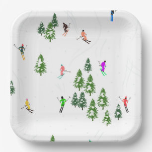 Assiettes En Carton Freeride Skieurs Alpins Ski Ski Skis Art Party