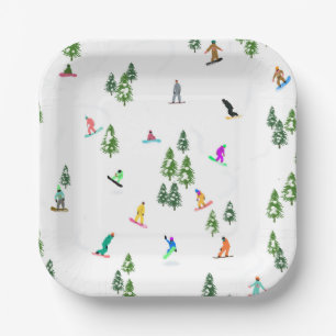 Assiettes En Carton Freeride Snowboarder Illustration de snowboard
