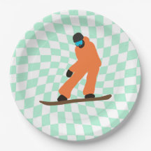 Freeride Snowboardeur En Costume Orange À damiers