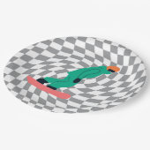 Assiettes En Carton Freeride Snowboardeur En Costume Vert À damiers Gr (Angle)