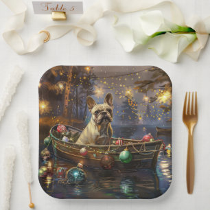 Assiettes En Carton French Bulldog Christmas Festive Voyage