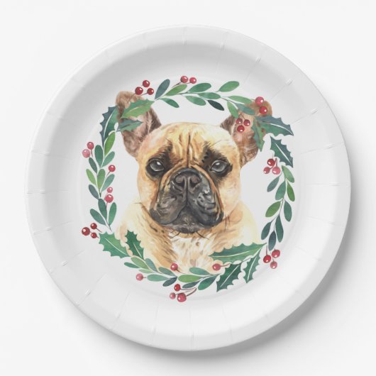 Assiettes En Carton French Bulldog Elegant Chien Noël (Devant)