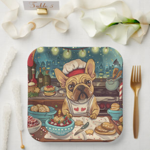 Assiettes En Carton French Bulldog Holiday Baking : Noël festif