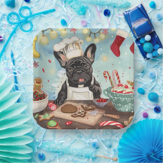 Assiettes En Carton French Bulldog Holiday Baking : Noël festif (Fête)