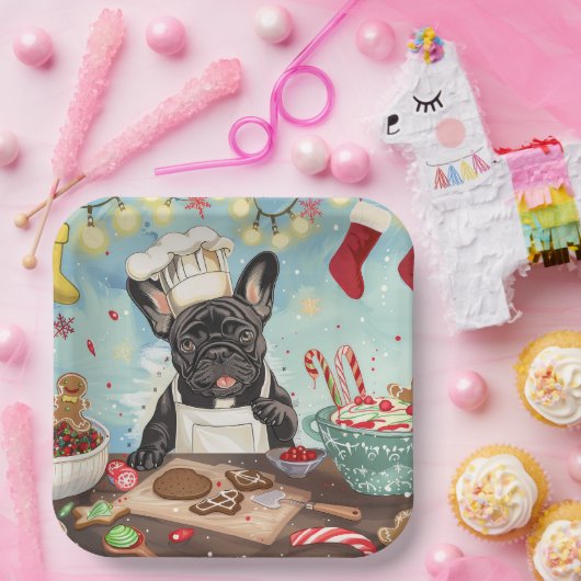 Assiettes En Carton French Bulldog Holiday Baking : Noël festif (Fête)