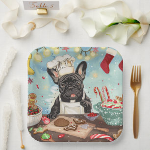 Assiettes En Carton French Bulldog Holiday Baking : Noël festif