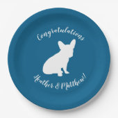 Assiettes En Carton French Bulldog Theme Party - Baby shower Blue (Devant)