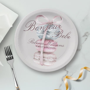 Assiettes En Carton French Macaron Bonjour Bebe Baby shower
