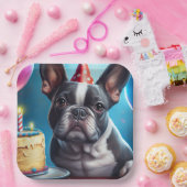 Assiettes En Carton Frenchie Birthday Bash : Un mignon Bulldog françai (Fête)